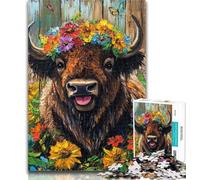 Jigsaw Flower Yak Jigsaw Puzzles for Teenagers 1000 Pieces,Birthday Present, Gifts, Wall Art for And Age 14 Years Up 26x38cm