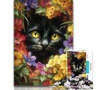 Jigsaw Flowers And Cats Puzzles for Adults 1000 Pieces,Artistic Wall Decor & Birthday Gift Idea for Friends, Home Office 50x75cm