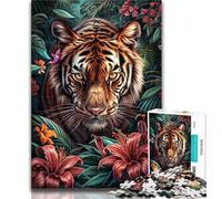 Jigsaw Flowers And Tigers 1000 Pieces Jigsaw Puzzle for Adults& Teens,Educational Game for Birthday, Chrismas for Ages 14+ 50x75cm
