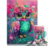 Jigsaw Flowers Owl Jigsaw Puzzles for Teenagers 1000 Pieces,Birthday Present, Gifts, Wall Art for And Age 14 Years Up 26x38cm