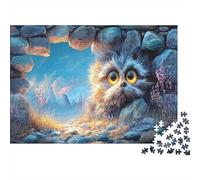 Jigsaw Fluffy Creature Peeks from Stone Wall Puzzle Adults 1000 Piece, Wildlife, Challenging Whole Family Women, Gifts Men 70x50cm/1000pcs