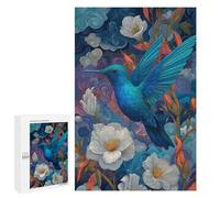 Jigsaw for Adults 1000 PCS Blue Hummingbird in Flowers -1 Jigsaw Puzzles for Adults Family Activities Train Your Brain And Hands Unique Challenge Game 1000 PCS