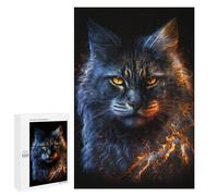 Jigsaw for Adults 1000 PCS Flaming Cat Art Print Jigsaw Puzzles for Adults Analysis And Logic Train Your Brain And Hands Toy Intellectual Game 1000 PCS