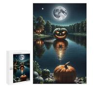 Jigsaw for Adults 1000 PCS Halloween Moonlit Pumpkin Scene Jigsaw Puzzles for Adults Analysis And Logic Train Your Brain And Hands Toy Intellectual Game 1000 PCS