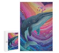 Jigsaw for Adults 1000 PCS Whale Rainbow Heart Art Print Jigsaw Puzzles for Adults Family Activities Train Your Brain And Hands Unique Challenge Game 1000 PCS