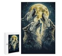 Jigsaw for Adults 1000 PCS Wolf Howl Under Full Moon Jigsaw Puzzles for Adults Analysis And Logic Train Your Brain And Hands Toy Intellectual Game 1000 PCS