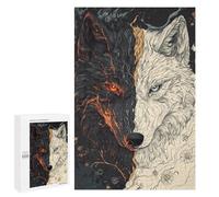 Jigsaw for Adults 1000 PCS Yin Yang Wolves Dual Nature Artwork Jigsaw Puzzles for Adults Family Activities Train Your Brain And Hands Unique Challenge Game 1000 PCS