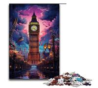 Jigsaw for Adults 1000 Piece A Large Bell Tower Above The City Puzzles Games Toys Gift Suitable for Desktop Decoration 75x50cm