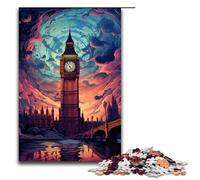 Jigsaw for Adults 1000 Piece A Large Bell Tower Above The City Puzzles Games Toys Gift Suitable for Desktop Decoration 75x50cm