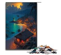 Jigsaw for Adults 1000 Piece Beach Hut Puzzle for Adults Wooden Family Games Christmas Birthday Gifts 75x50cm