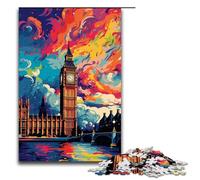 Jigsaw for Adults 1000 Piece Big Ben Is Surrounded by SplattersLots of Coloured Puzzle for Adults Wooden Family Games Christmas Birthday Gifts 75x50cm