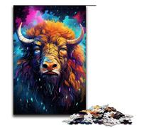 Jigsaw for Adults 1000 Piece Bison's Colorful Psychedelic Puzzle Wooden Jigsaw Educational Game Challenge Toy 1000 PCS(75x50cm)