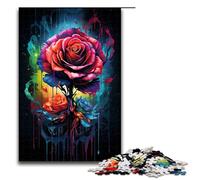 Jigsaw for Adults 1000 Piece Bloody Painting Rose Puzzle for Adults Wooden Puzzles Family Games Christmas Birthday Gifts 1000 PCS(75x50cm)