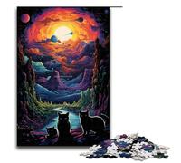 Jigsaw for Adults 1000 Piece Bright Colorful Cats on The Planet Puzzle for Adults Wooden Puzzles Family Games Christmas Birthday Gifts 1000 PCS(75x50cm)