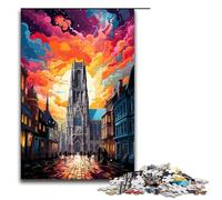 Jigsaw for Adults 1000 Piece Colorful And Psychedelic Cathedral of Our Lady of The Ants Puzzle for Adults Wooden Family Games Christmas Birthday Gifts 75x50cm