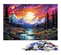 Jigsaw for Adults 1000 Piece Colorful Illustration of Sierra Nevada Mountains Puzzle for Adults Paper Family Games Christmas Birthday Gifts 1000 PCS(38x26cm)