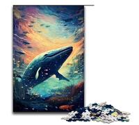 Jigsaw for Adults 1000 Piece Colorful Psychedelic Galaxy Blue Whale Puzzle for Adults Wooden Puzzles Family Games Christmas Birthday Gifts 1000 PCS(75x50cm)