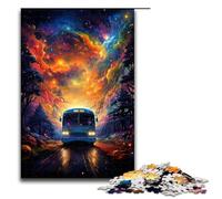 Jigsaw for Adults 1000 Piece Colorful Psychedelic Galaxy Bus Puzzle Wooden Jigsaw Educational Game Challenge Toy 1000 PCS(75x50cm)