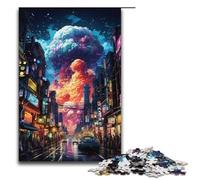 Jigsaw for Adults 1000 Piece Colorful Psychedelic Neon Tokyo City Puzzle Wooden Jigsaw Educational Game Challenge Toy 1000 PCS(38x26cm)