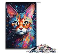 Jigsaw for Adults 1000 Piece Colorful Psychedelic Painting of Bengal Cat Puzzle for Adults Wooden Puzzles Family Games Christmas Birthday Gifts 1000 PCS(38x26cm)