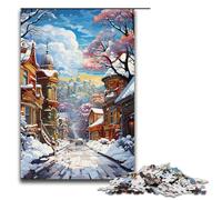 Jigsaw for Adults 1000 Piece Colorful Psychedelic Street Scene Covered with Snow Puzzle for Adults Wooden Puzzles Family Games Christmas Birthday Gifts 1000 PCS(38x26cm)
