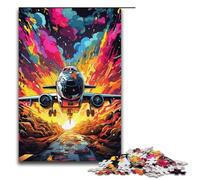 Jigsaw for Adults 1000 Piece Colorful Psychedelic War Planes Puzzle Wooden Jigsaw Educational Game Challenge Toy 1000 PCS(38x26cm)