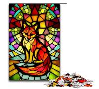 Jigsaw for Adults 1000 Piece Fox Stained Glass Style Puzzles Games Toys Gift Suitable for Desktop Decoration 75x50cm