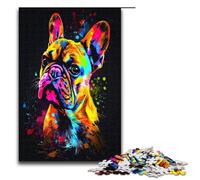 Jigsaw for Adults 1000 Piece French Bulldog Dog Art Puzzles Games Toys Gift Suitable for Desktop Decoration 75x50cm