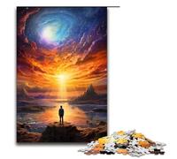 Jigsaw for Adults 1000 Piece Looking at The World Alone Puzzle for Adults Wooden Family Games Christmas Birthday Gifts 75x50cm