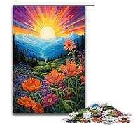 Jigsaw for Adults 1000 Piece Mountain Landscape with Wild Flowers Puzzle Wooden Jigsaw Educational Game Challenge Toy 1000 PCS(75x50cm)