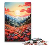 Jigsaw for Adults 1000 Piece Mountain Landscape with Wild Flowers Puzzle Wooden Jigsaw Educational Game Challenge Toy 1000 PCS(75x50cm)