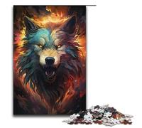 Jigsaw for Adults 1000 Piece Nebula Wolf's Colorful Psychedelic Puzzle Wooden Jigsaw Educational Game Challenge Toy 1000 PCS(38x26cm)