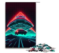 Jigsaw for Adults 1000 Piece Neon Retro Alien Spaceship1 Puzzle Wooden Jigsaw Educational Game Challenge Toy 1000 PCS