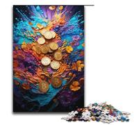 Jigsaw for Adults 1000 Piece Painting of Colored Gold Coins Puzzle for Adults Paper Puzzles Family Games Christmas Birthday Gifts 1000 PCS(38x26cm)