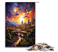 Jigsaw for Adults 1000 Piece Psychedelic Denver Colorado at Night Puzzle for Adults Wooden Family Games Christmas Birthday Gifts 1000 PCS