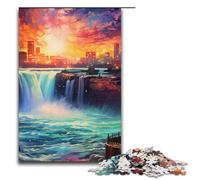 Jigsaw for Adults 1000 Piece Psychedelic Niagara Falls at Night Puzzle Paper Jigsaw Educational Game Challenge Toy 1000 PCS(38x26cm)