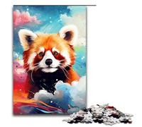 Jigsaw for Adults 1000 Piece Red Panda And Butterfly by of Coloured Puzzle for Adults Wooden Family Games Christmas Birthday Gifts 75x50cm