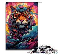 Jigsaw for Adults 1000 Piece Robot Tiger by SplattersLots of Thick Coloured Cloud Puzzles Games Toys Gift Suitable for Desktop Decoration 1000 PCS