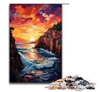 Jigsaw for Adults 1000 Piece The Colorful Psychedelia of Cinque Terre Puzzle for Adults Wooden Family Games Christmas Birthday Gifts 75x50cm