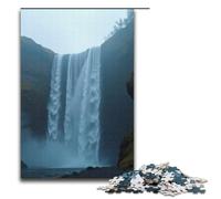 Jigsaw for Adults 1000 Piece The Waterfall Cascades Down from The Cliff Stirring Up Bursts of Water Mist Puzzle Wooden Jigsaw Educational Game Challenge Toy 1000 PCS(38x26cm)