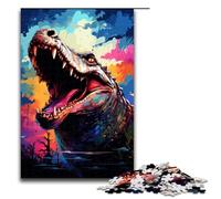 Jigsaw for Adults 1000 Piece There Are Lots of Colorful Splashes Around The Crocodil Puzzles Games Toys Gift Suitable for Desktop Decoration 75x50cm