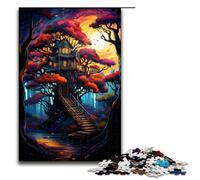 Jigsaw for Adults 1000 Piece Treehouse in the woods Puzzle for Adults Wooden Family Games Christmas Birthday Gifts 75x50cm