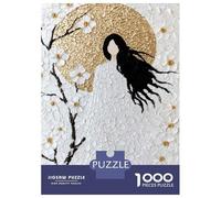 Jigsaw for Adults 1000 Pieces Abstract Woman with Flowers And Golden Sun Puzzles for Adults Brain Teaser Game For Family Fun Fun at Home Activities, 52x38cm/1000pcs