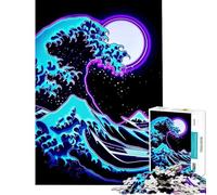 Jigsaw for Adults 1000 Pieces Aesthetic Neon Japan Wave Help The Brain Exercise Presents for Women Anti-Stress Toys for 14+ Puzzle Game Offered (50x75cm)