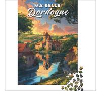 Jigsaw for Adults 1000 Pieces Affiche Dordogne - Ma Belle, Educational Toy, But Fun And Humorous, with Matching Poster And Trivia Sheet 500 PCS