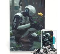 Jigsaw for Adults 1000 Pieces AI Robot Kneeling Down in The Rain, Practical Game, Staycation Kill Time, Enhance Love between Couples 50x75cm
