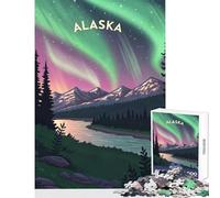 Jigsaw for Adults 1000 Pieces Alaska Northern Lights Puzzle For Teenagers Staycation Kill Time Wishlist with Santa Claus Challenging Game Toys (38x52cm)