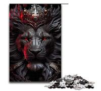 Jigsaw for Adults 1000 Pieces Angry Lion King Red Eyes Wooden Puzzle for Kids Educational Game (75x50cm)