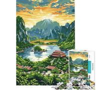 Jigsaw for Adults 1000 Pieces Asian Landscape with Mountains And Temple Help The Brain Exercise Presents for Women Anti-Stress Toys for 14+ Puzzle Game Offered (50x75cm)