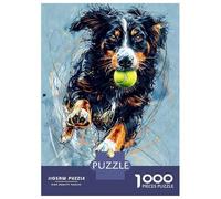 Jigsaw for Adults 1000 Pieces Australian Shepherd Ball Jigsaw for Adults Brain Teaser Game Staycation Kill Time Fun Activities at Home 52x38cm/1000pcs